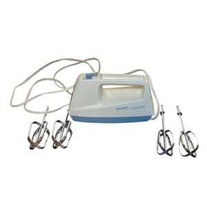 Rival 3-Speed Portable Hand Mixer Model 433 White Blue with 2 Sets of Beaters